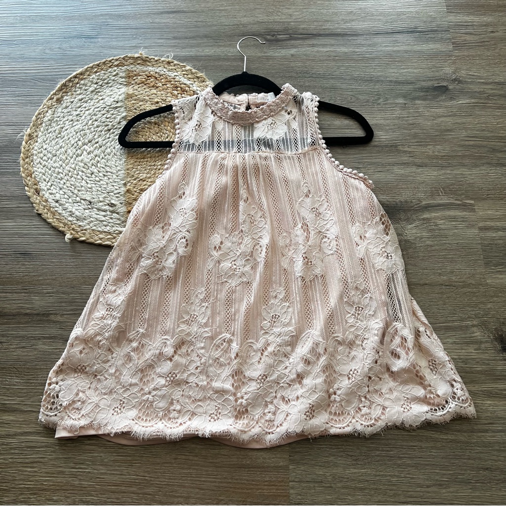 Taylor & Sage Mock Neck Lace Womens Top